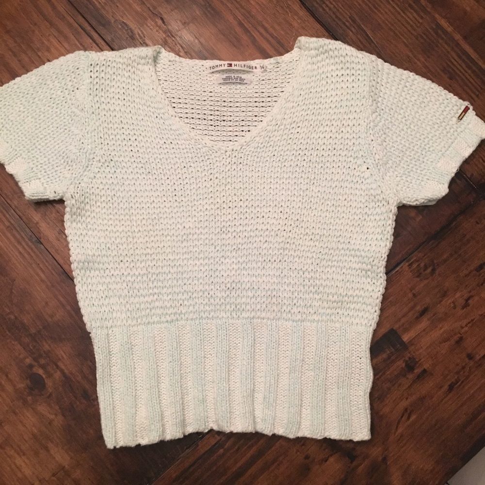 Green & White Tommy Hilfiger Sweater